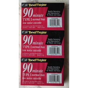 ToneMaster Type 1 Normal Bias 90min Cassette Tapes New Sealed, Lot of 3. B2